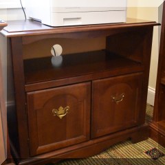 F29. Mahogany media cabinet. 29”h x 32”w x 18”d - $75